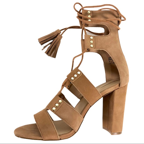 ALDO High Heel Tassel Tie Gladiator Sandals in Suede Cognac - Picture 3 of 12